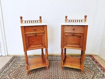 Pair of Bedside Tables - solid wood, marble - 1935